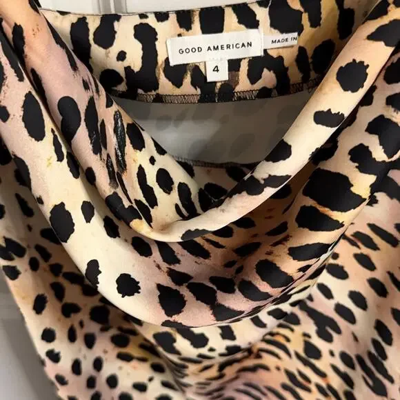 GOOD AMERICAN Leopard Print Strappy Slip  MIDI Dress Size 4 - Picture 3 of 5